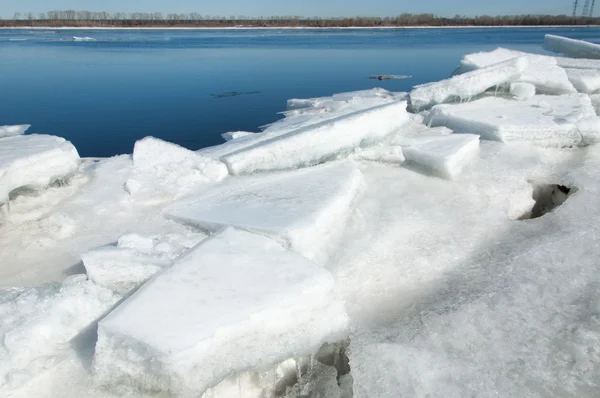 Våren Översvämningar Isvatten Tidigt Våren Floden Ryssland Tatarstan Kama Floden — Stockfoto