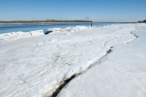 Inundación Primaveral Agua Helada Manantial Temprano Río Rusia Río Tartaristán — Foto de Stock