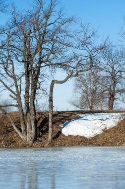 Donmuş gölün bahar. Bahar buz
