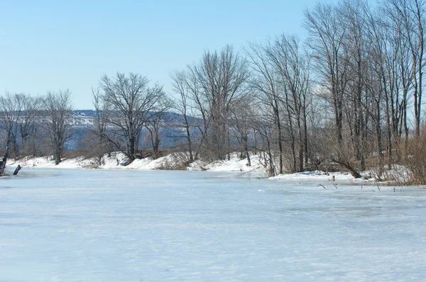 在春天的冰的湖 春天冰 — 图库照片