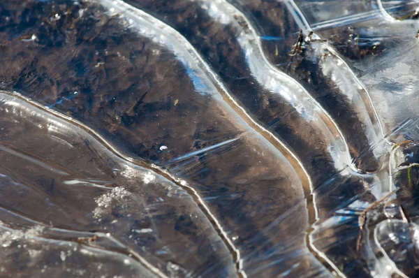 Textura Charco Congelado Primavera Patrones Hielo — Foto de Stock