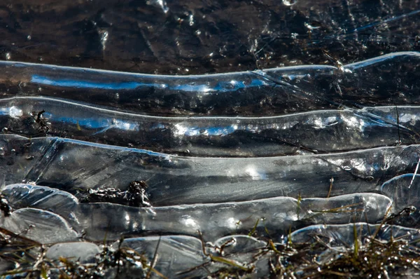 Textura Charco Congelado Primavera Patrones Hielo —  Fotos de Stock