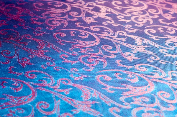 Textura de seda de tela azul, flores, abstracto — Foto de Stock