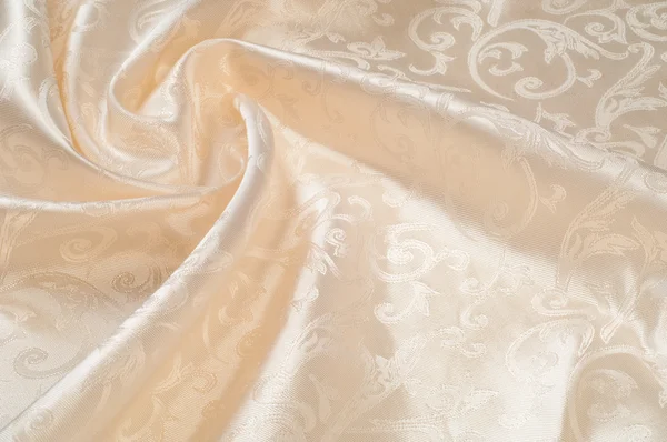 Fabric silk texture, creamy, pale beige — Stock Photo, Image