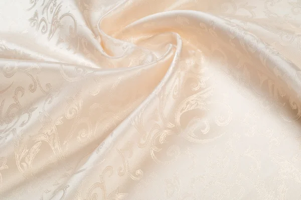 Ткань Шелковая Текстура Крем Кремового Цвета Кремового Цвета Бледно Бежевый — стоковое фото