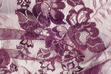 Doku dantel kumaş. dantel beyaz arka plan stüdyo üzerinde. ince kumaş iplik veya iş parçacığı yapılmış. genellikle bir pamuk veya ipek, döngü, büküm veya desenleri iplik örgü tarafından yapılmıştır