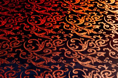 İpek kumaş dokusu. Sarı turuncu, altın, badem, Neon havuç, koza yapımında silkworms tarafından üretilen ve iplik ve kumaş yapmak için toplanan bir iyi, güçlü, yumuşak, parlak lif.