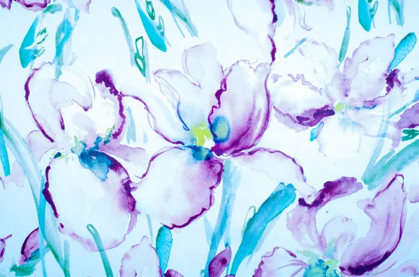 Тканина шовкова текстура, пофарбована квітами Стокове Зображення