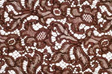 Doku dantel kumaş. dantel beyaz arka plan stüdyo üzerinde. ince kumaş iplik veya iş parçacığı yapılmış. genellikle bir pamuk veya ipek, döngü, büküm veya desenleri iplik örgü tarafından yapılmıştır