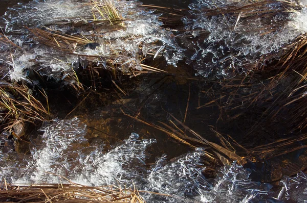 Textura Hielo Congelado Charco — Foto de Stock