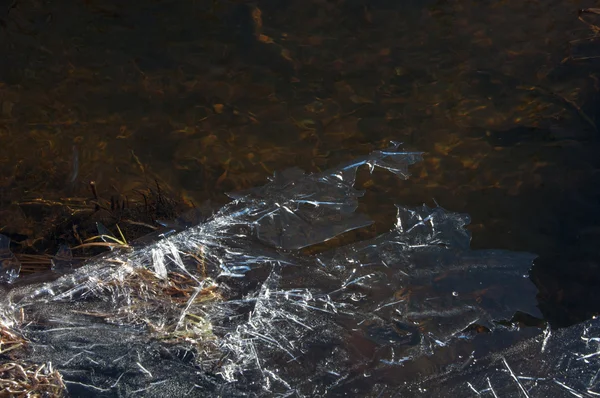 Texture Glace Congelée Dans Une Flaque — Photo