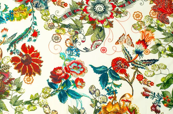 Texture tissu coton. Fleurs multicolores. abstraction — Photo