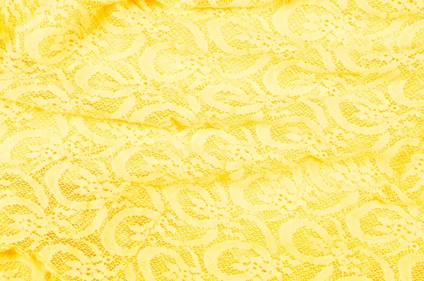 Текстура тканини мережива, яскраво-жовта — стокове фото