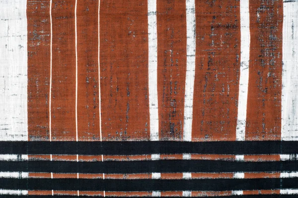 Textura de tecido de algodão. Brown preto tecido padrão listra branca — Fotografia de Stock