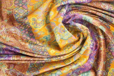 Brokar kumaş dokusu. çiçek desenle boyalı