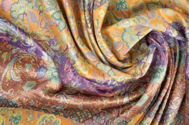 Brokar kumaş dokusu. çiçek desenle boyalı