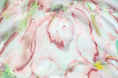 Kumaş ipek doku, soyut çiçek kumaş üzerine çizilmiş