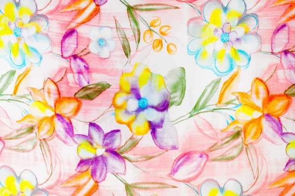 Fabric silk texture, abstract flowers — Stock Photo, Image