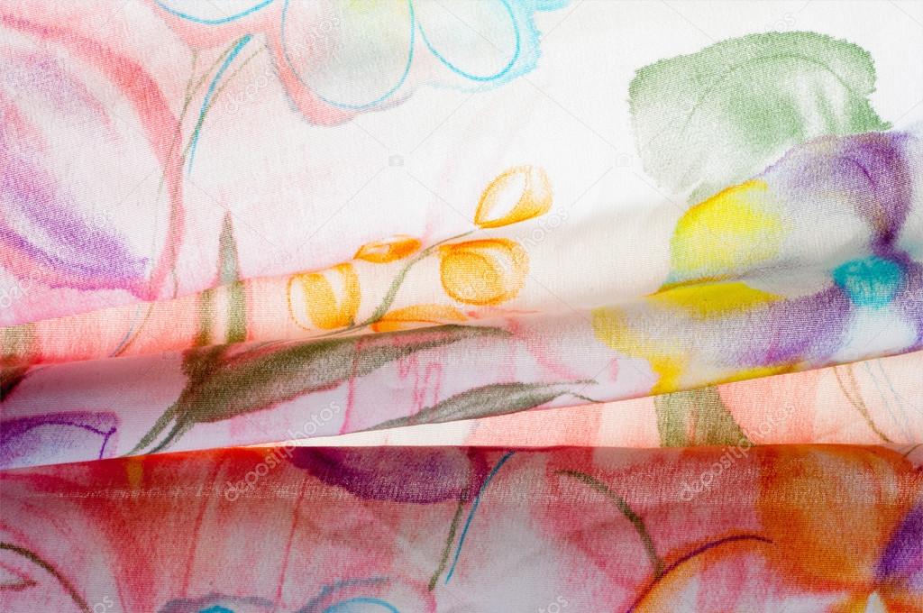 Fabric silk texture, abstract flowers 