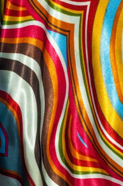 İpek kumaş dokusu, soyut desen, kırmızı sarı yeşil kahverengi wh