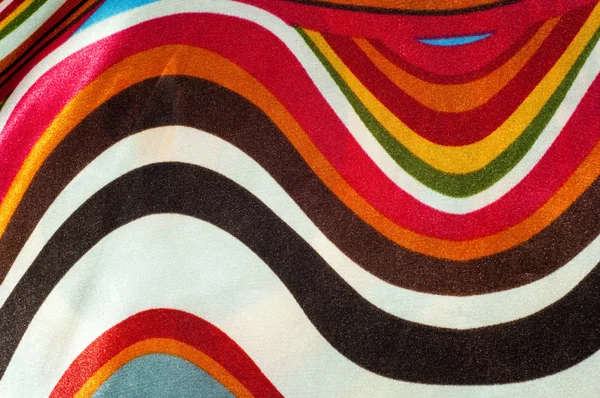 Texture tissu soie, motif abstrait, rouge jaune vert brun wh — Photo