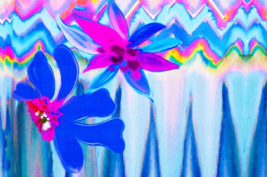 doku ipek kumaştan. soyut çizim, çiçek, kırmızı yeşil mavi ve