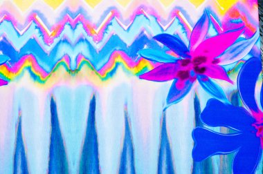 doku ipek kumaştan. soyut çizim, çiçek, kırmızı yeşil mavi ve