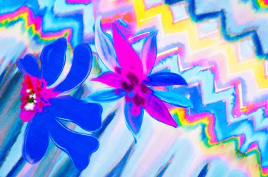 doku ipek kumaştan. soyut çizim, çiçek, kırmızı yeşil mavi ve