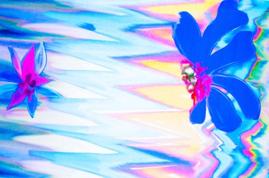 doku ipek kumaştan. soyut çizim, çiçek, kırmızı yeşil mavi ve