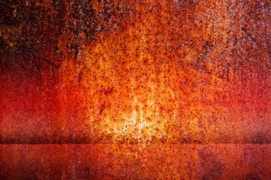 Paslı demir dokusu. Arkaplan ve paslı demirin eski renk ve klasik tarzda dokusu. Paslı, çelik duvarlı arka planda damla var.