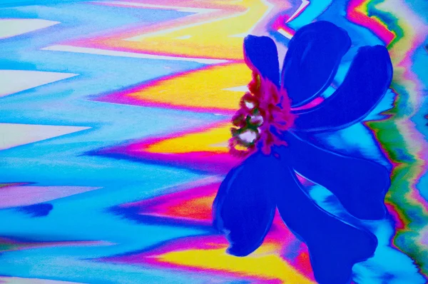 Textuur zijden doek. abstract tekening, bloem, rood groen blauw en — Stockfoto