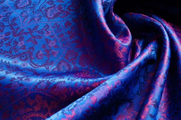 Textura Fondo Seda Azul Oscuro Estampado — Foto de Stock