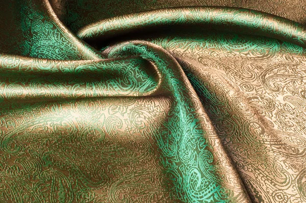 Green Silk Fabric Texture Salad Coloring Green Silk Drapery Isolated — Stock Photo, Image