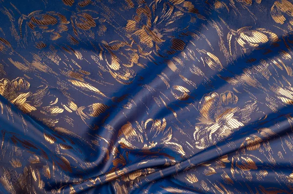 Altın boyalı çiçekli ipek kumaş dokusu — Stok fotoğraf