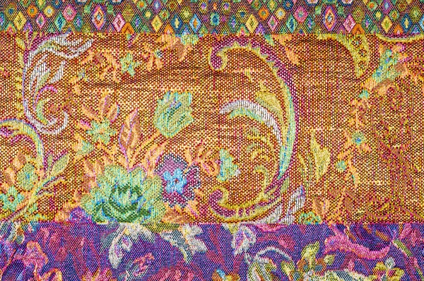 Brokát Textilie Textura Maloval Vzorem Květin — Stock fotografie
