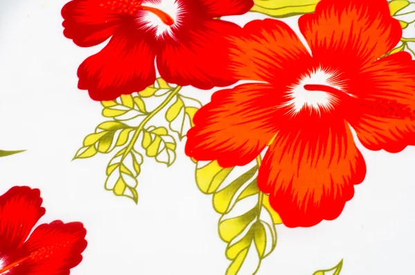 Baumwollgewebe Textur Hintergrund Gemalte Rote Blumen Auf Weißem Hintergrund Eine — Stockfoto