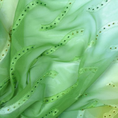 İpek kumaş dokusu, arka plan. yeşil ve sarı renk