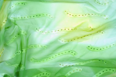 İpek kumaş dokusu, arka plan. yeşil ve sarı renk
