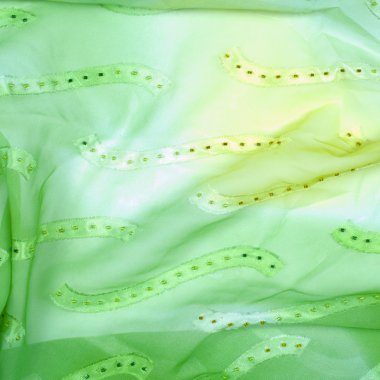 İpek kumaş dokusu, arka plan. yeşil ve sarı renk