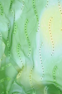 İpek kumaş dokusu, arka plan. yeşil ve sarı renk