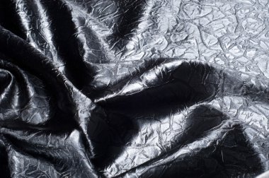 Kumaş doku ipek siyah. Gri noktalar ile. soyutlama