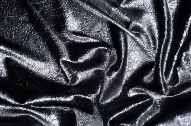Kumaş doku ipek siyah. Gri noktalar ile. soyutlama