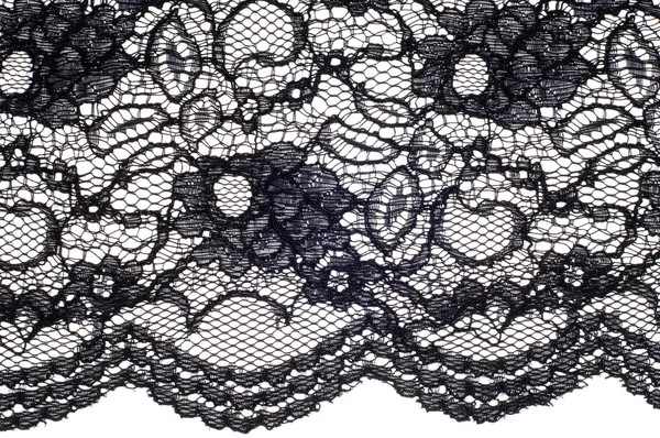 La texture de la dentelle de tissu, couleur noire — Photo