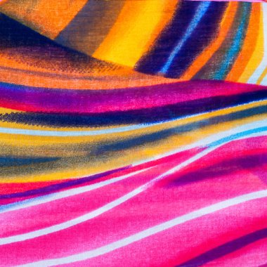 Kumaş ipek doku kahverengi, mavi, beyaz ve sarı. Fotoğraf stüdyosu