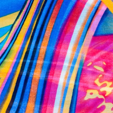 Kumaş ipek doku kahverengi, mavi, beyaz ve sarı. Fotoğraf stüdyosu