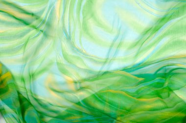 İpek kumaş dokusu, arka plan. yeşil ve sarı renk