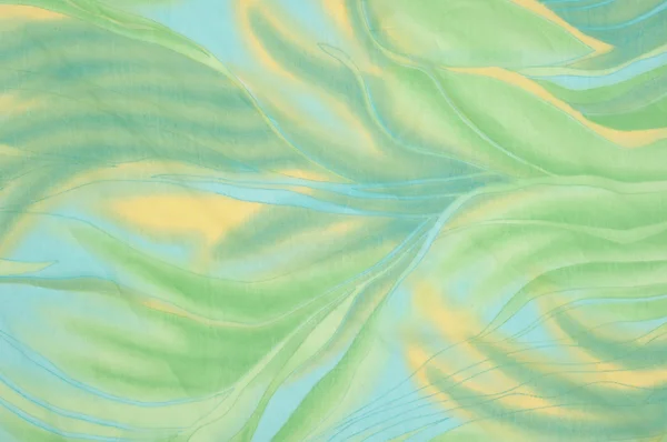 Textura de tela de seda, fondo. color verde y amarillo — Foto de Stock