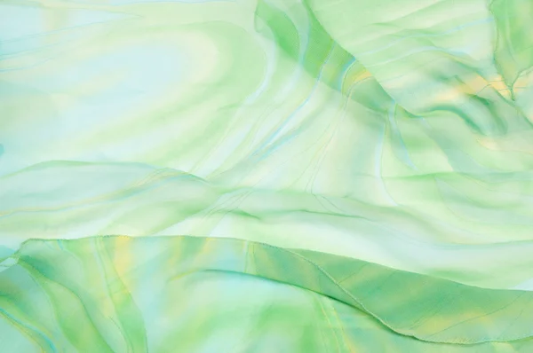 Selyem szövet szerkezete, háttér. zöld és a sárga szín — Stock Fotó
