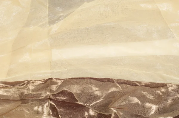 Textura de tecido de seda, fundo. Castanho e listras creme — Fotografia de Stock