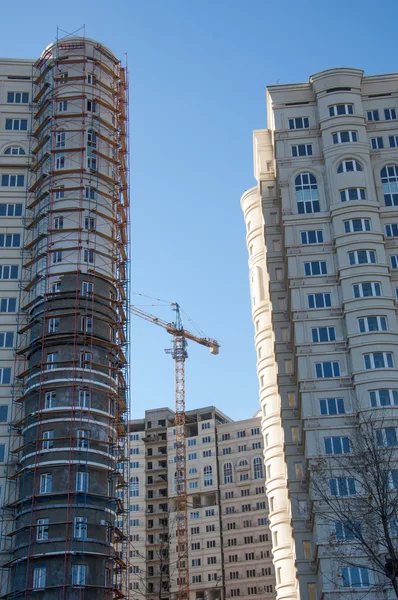 Almaty, Kazakhstan. 18/12/2014. Construction of multi-storey, multi-family home